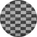 Round Machine Washable Checkered Gray Modern Rug, wshabs1416gry