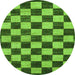 Round Machine Washable Checkered Green Modern Area Rugs, wshabs1416grn