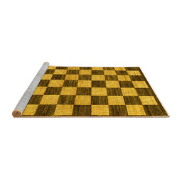 Sideview of Machine Washable Checkered Yellow Modern Rug, wshabs1416yw
