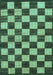Machine Washable Checkered Turquoise Modern Area Rugs, wshabs1416turq