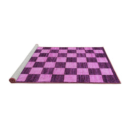 Sideview of Machine Washable Checkered Purple Modern Area Rugs, wshabs1416pur