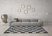 Machine Washable Checkered Gray Modern Rug in a Living Room,, wshabs1416gry