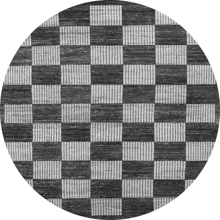 Round Checkered Gray Modern Rug, abs1416gry