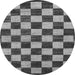 Round Checkered Gray Modern Rug, abs1416gry