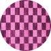 Round Checkered Pink Modern Rug, abs1416pnk