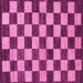 Square Machine Washable Checkered Pink Modern Rug, wshabs1416pnk