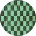 Round Checkered Turquoise Modern Rug, abs1416turq