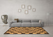 Machine Washable Checkered Brown Modern Rug in a Living Room,, wshabs1416brn