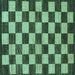 Square Checkered Turquoise Modern Rug, abs1416turq