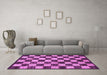 Machine Washable Checkered Purple Modern Area Rugs in a Living Room, wshabs1416pur