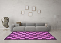 Machine Washable Checkered Purple Modern Rug, wshabs1416pur