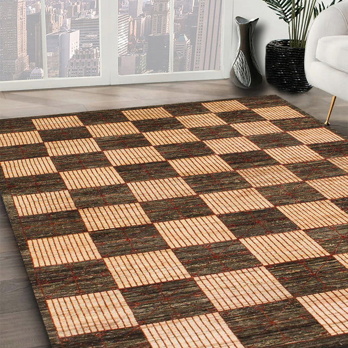 Machine Washable Abstract Red Brown Rug in a Family Room, wshabs1416