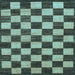Square Machine Washable Checkered Light Blue Modern Rug, wshabs1416lblu
