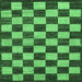 Square Checkered Emerald Green Modern Rug, abs1416emgrn