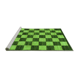 Sideview of Machine Washable Checkered Green Modern Area Rugs, wshabs1416grn