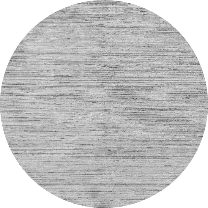 Round Machine Washable Solid Gray Modern Rug, wshabs1417gry