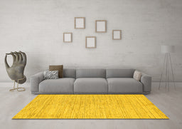 Machine Washable Solid Yellow Modern Rug in a Living Room, wshabs1417yw