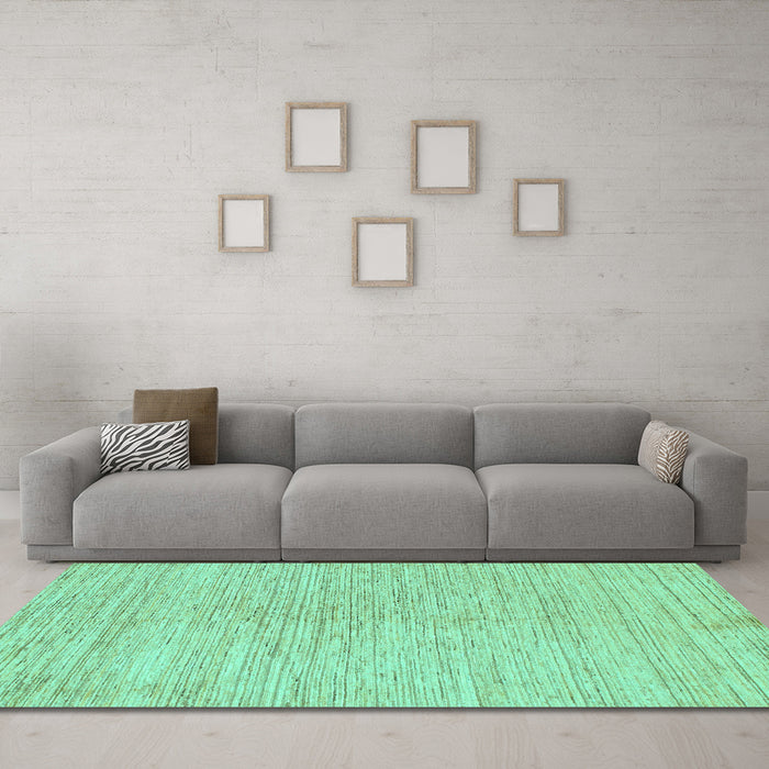 Machine Washable Solid Turquoise Modern Area Rugs in a Living Room,, wshabs1417turq