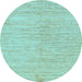 Round Machine Washable Solid Light Blue Modern Rug, wshabs1417lblu