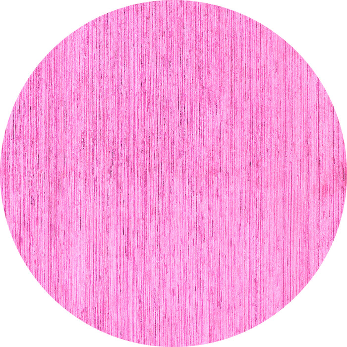 Round Machine Washable Solid Pink Modern Rug, wshabs1417pnk