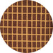 Round Checkered Brown Modern Rug, abs1418brn