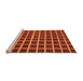 Sideview of Machine Washable Checkered Orange Modern Area Rugs, wshabs1418org