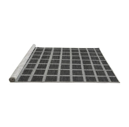 Sideview of Machine Washable Checkered Gray Modern Rug, wshabs1418gry
