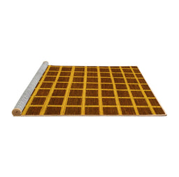 Sideview of Machine Washable Checkered Yellow Modern Rug, wshabs1418yw