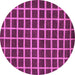 Round Checkered Purple Modern Rug, abs1418pur