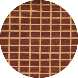 Round Abstract Red Checkered Rug, abs1418