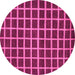 Round Machine Washable Checkered Pink Modern Rug, wshabs1418pnk