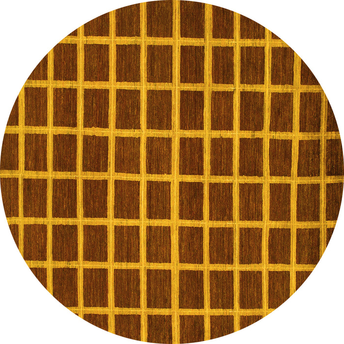 Round Checkered Yellow Modern Rug, abs1418yw