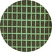 Round Checkered Turquoise Modern Rug, abs1418turq