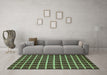 Machine Washable Checkered Turquoise Modern Area Rugs in a Living Room,, wshabs1418turq