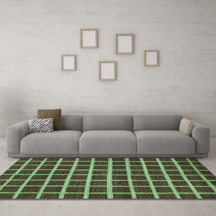 Machine Washable Checkered Turquoise Modern Area Rugs in a Living Room,, wshabs1418turq