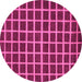 Round Checkered Pink Modern Rug, abs1418pnk