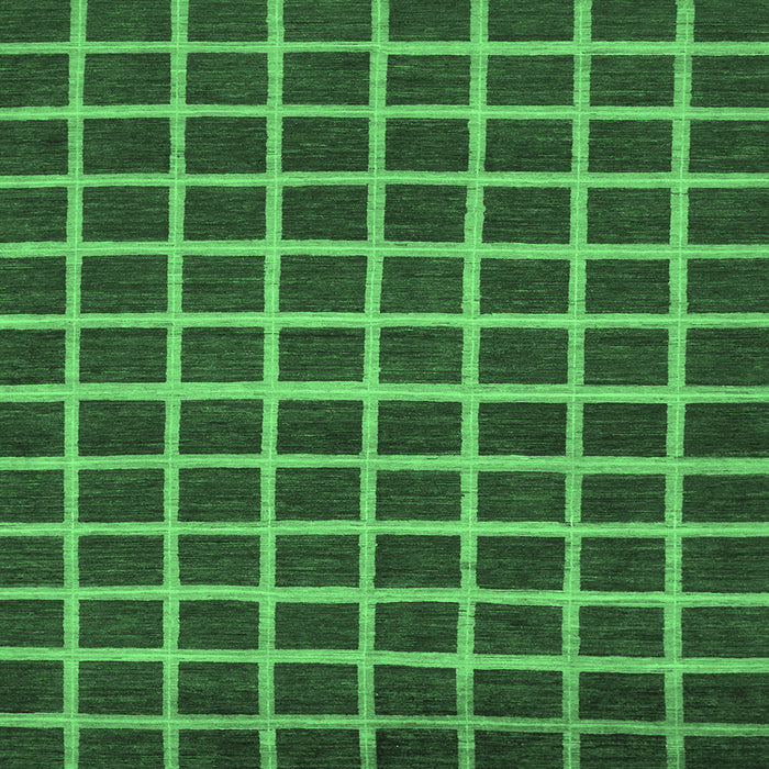 Square Machine Washable Checkered Emerald Green Modern Area Rugs, wshabs1418emgrn