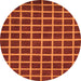 Round Machine Washable Checkered Orange Modern Area Rugs, wshabs1418org