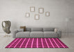 Machine Washable Checkered Pink Modern Rug in a Living Room, wshabs1418pnk