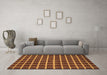 Machine Washable Checkered Brown Modern Rug in a Living Room,, wshabs1418brn