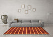 Machine Washable Checkered Orange Modern Area Rugs in a Living Room, wshabs1418org