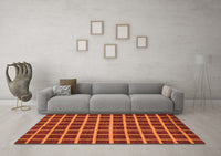 Machine Washable Checkered Orange Modern Rug, wshabs1418org