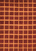 Machine Washable Checkered Orange Modern Area Rugs, wshabs1418org