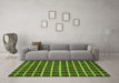 Machine Washable Checkered Green Modern Area Rugs in a Living Room,, wshabs1418grn