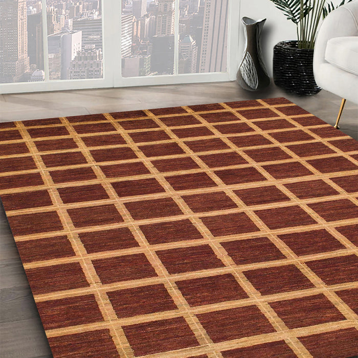 Machine Washable Abstract Tomato Red Rug in a Family Room, wshabs1418