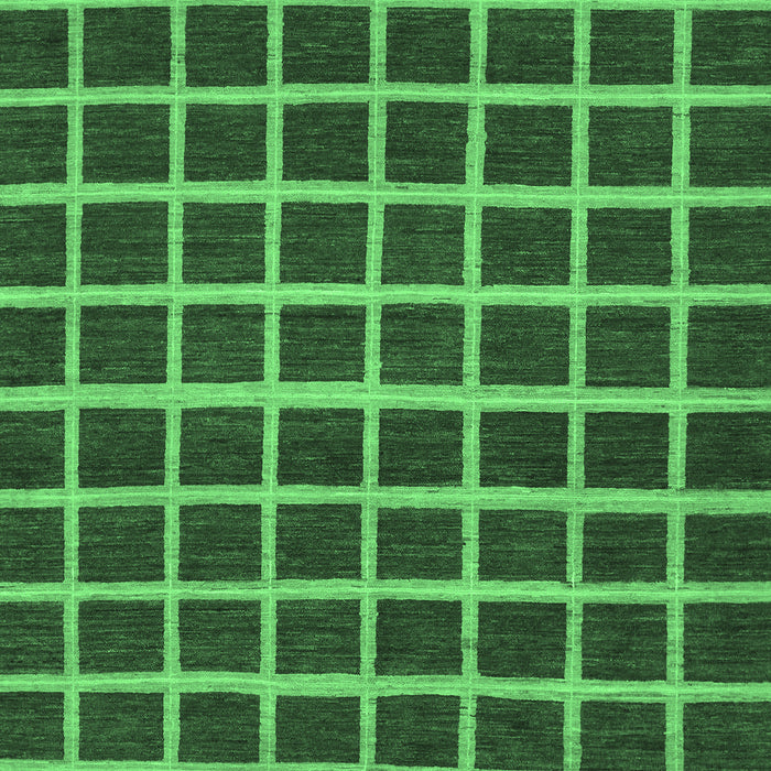 Machine Washable Checkered Emerald Green Modern Area Rugs, wshabs1418emgrn