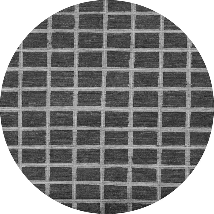 Round Machine Washable Checkered Gray Modern Rug, wshabs1418gry
