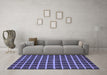 Machine Washable Checkered Blue Modern Rug in a Living Room, wshabs1418blu