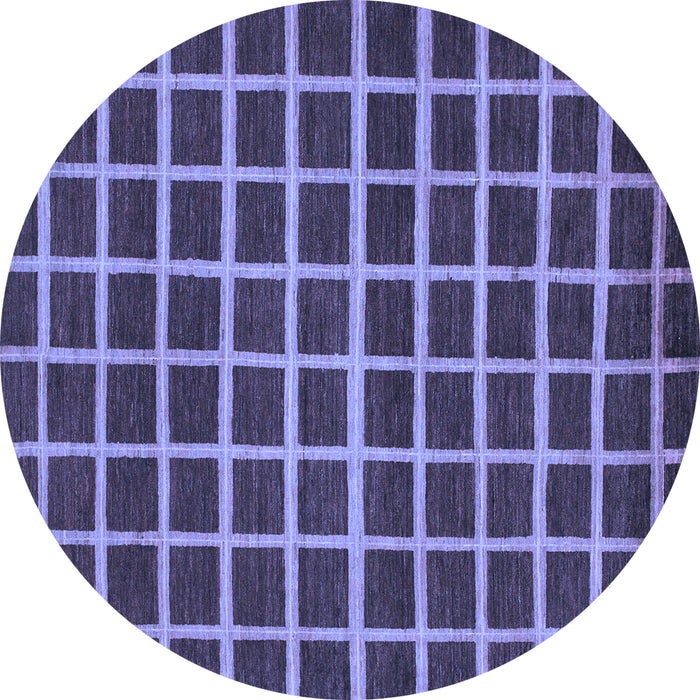 Round Machine Washable Checkered Blue Modern Rug, wshabs1418blu