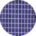 Round Machine Washable Checkered Blue Modern Rug, wshabs1418blu